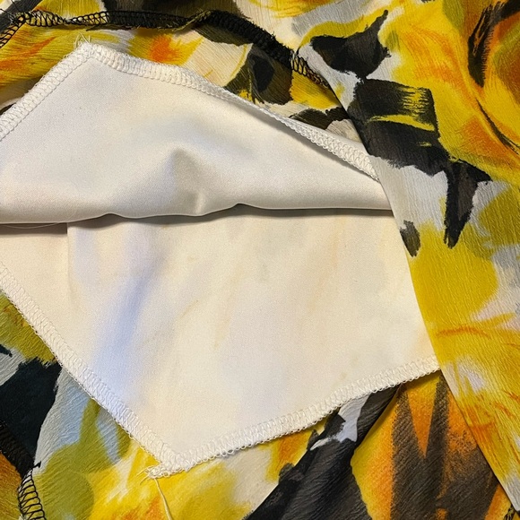 3/$30 | Thanx Collection | Dopamine Yellow and Black Floral Midi Skirt | Size M - Picture 3 of 7